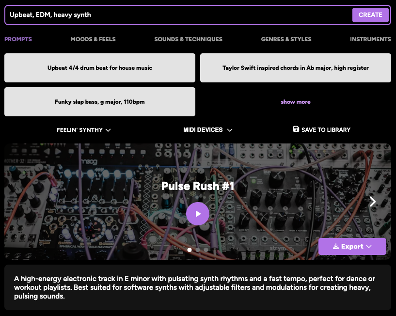 A view of the AI Instrument for online browsers.